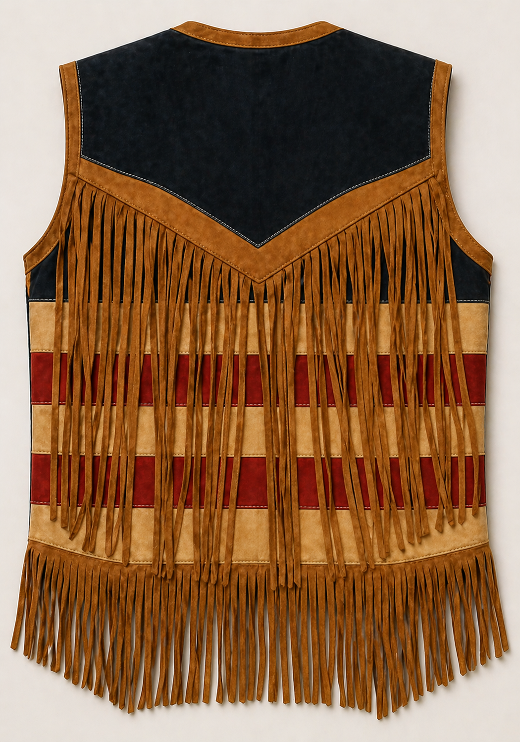 American Flag Leather Fringe Vest