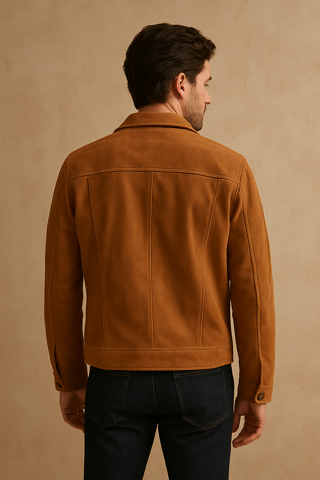 Tan Leather Trucker Jacket - Classic Workwear Style