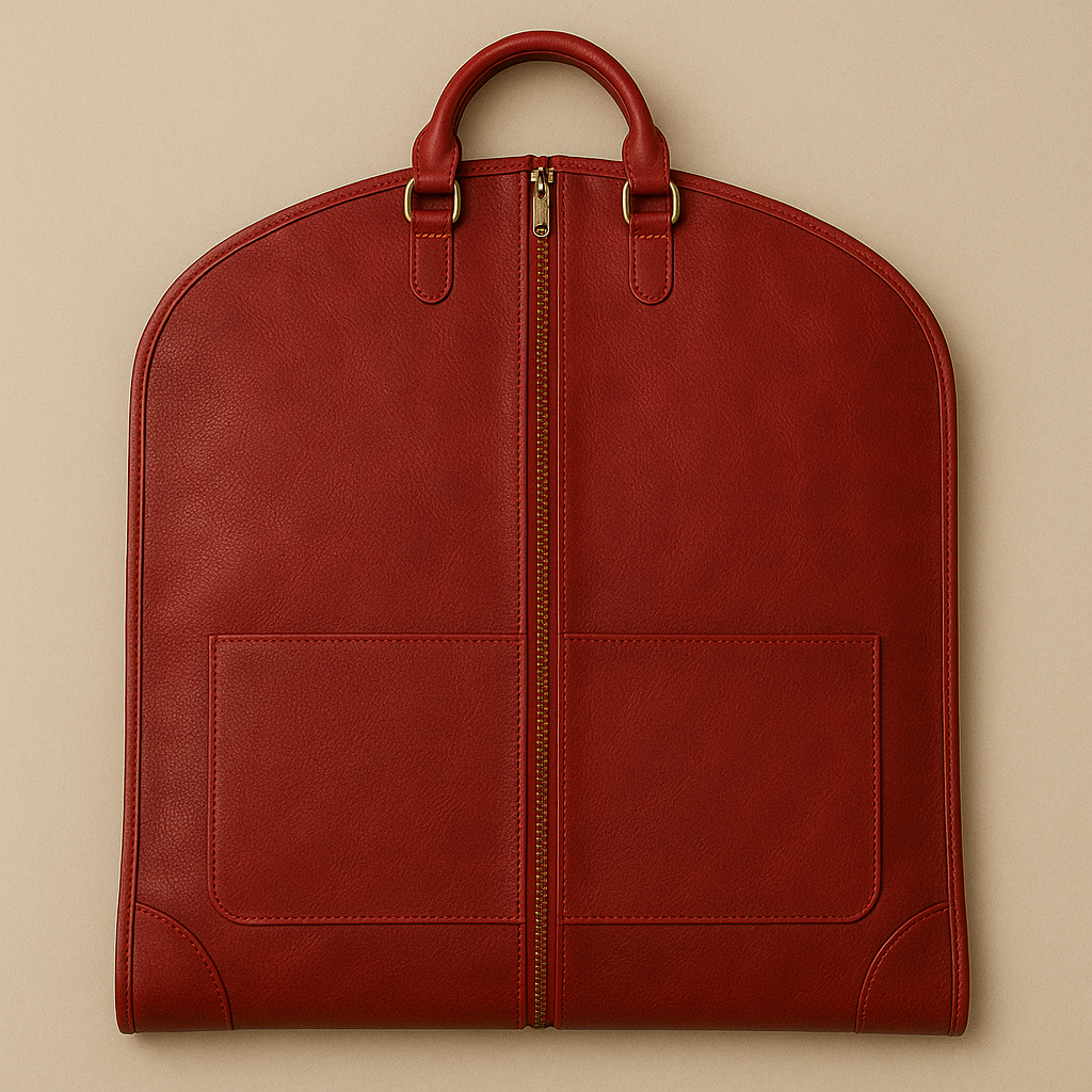 Luxury Burgundy Leather Suit Carrier
