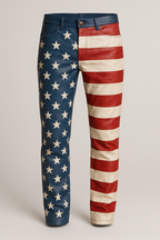 American Flag Leather Pants - Stars & Stripes Design