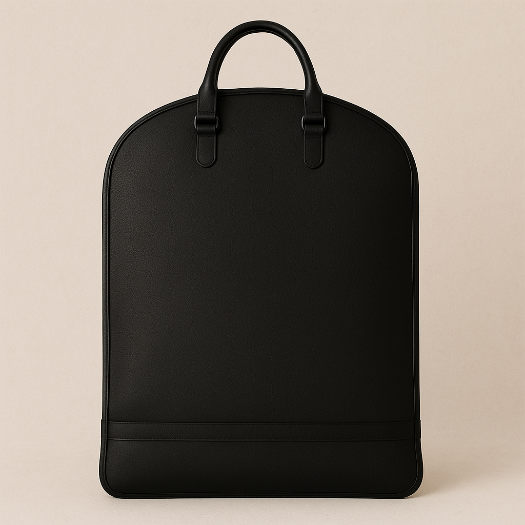 Classic Black Leather Suit Carrier