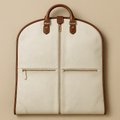Premium Leather Suit Carrier - Cream & Brown