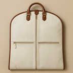 Premium Leather Suit Carrier - Cream & Brown