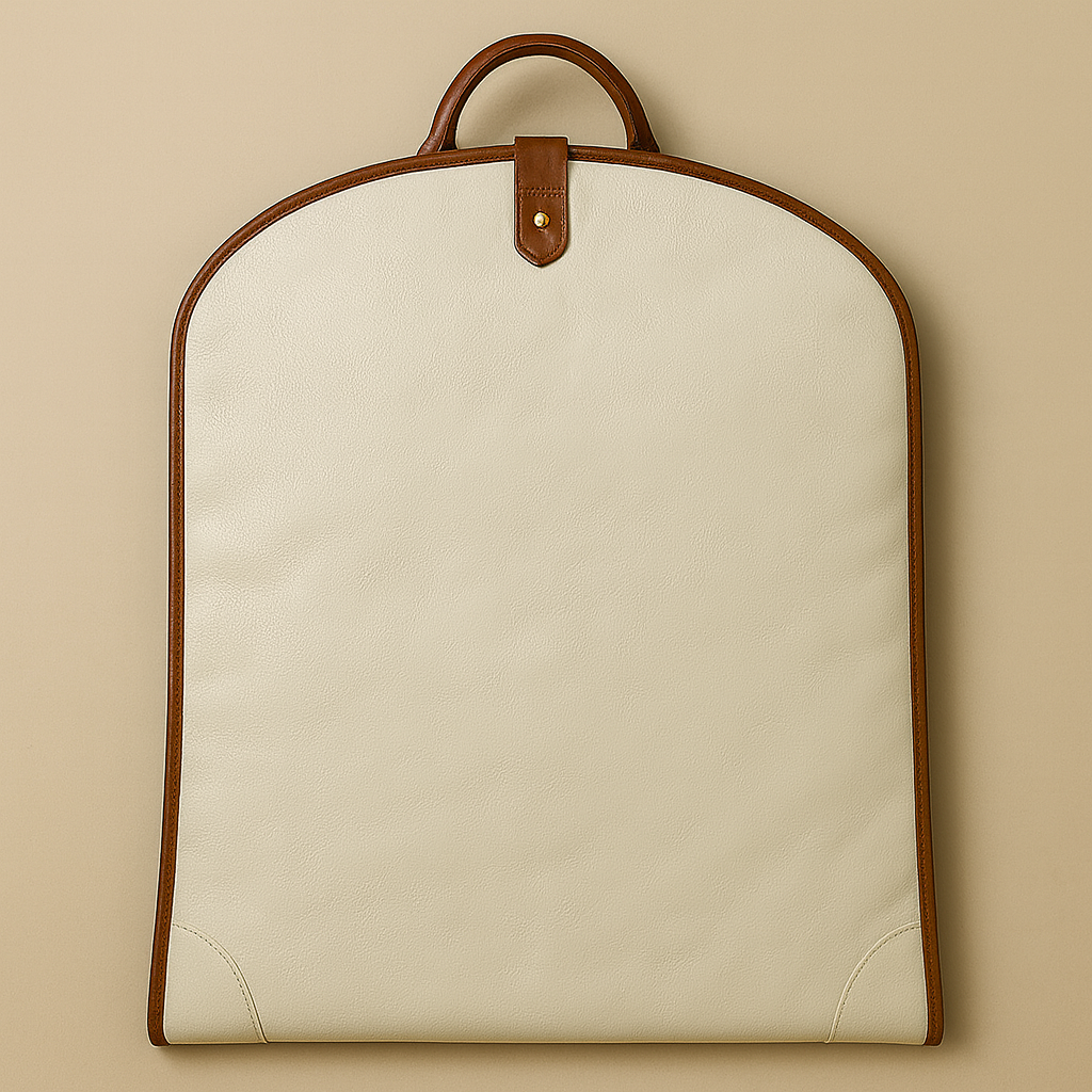 Premium Leather Suit Carrier - Cream & Brown