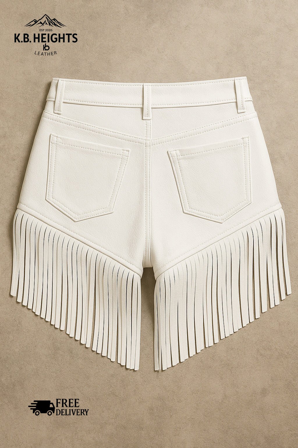 White Leather Fringe Shorts - Western Style
