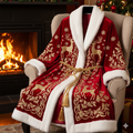 Royal Embroidered Christmas Robe — Crimson & Gold