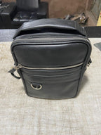 Black Leather Crossbody Bag - Compact Messenger Style