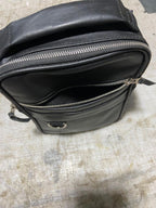 Black Leather Crossbody Bag - Compact Messenger Style