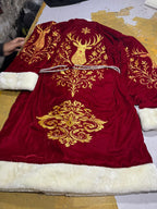Royal Embroidered Christmas Robe — Crimson & Gold