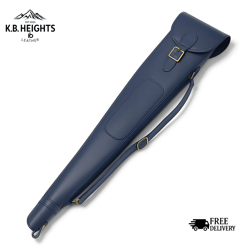Handcrafted Navy Blue Leather Rifle Case — Premium Gun Slip