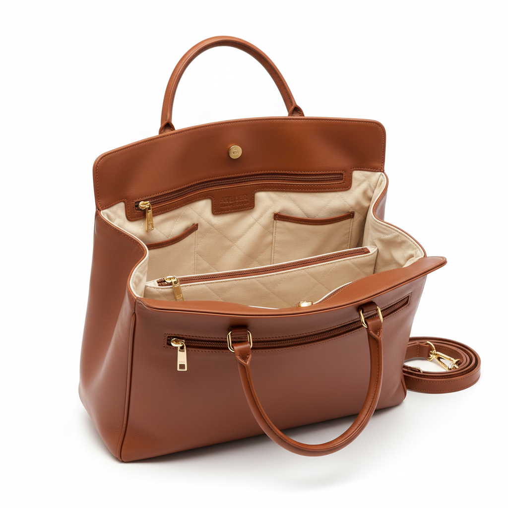 Leather Women's Handbag - Interior